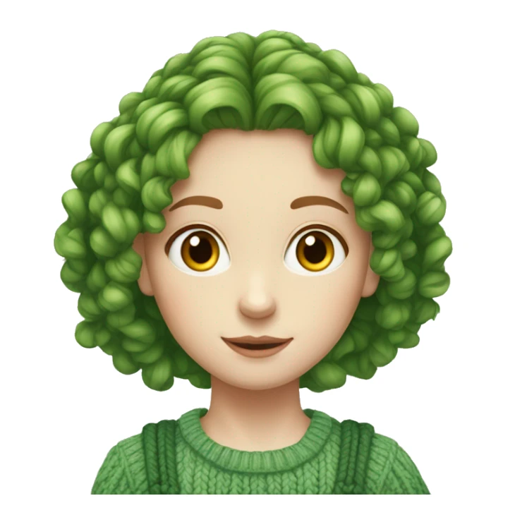 red curly hair in braid green jumper pale skinned girl sticker