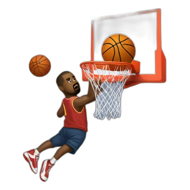kanye west dunking a basketball that looks like kanye west sticker