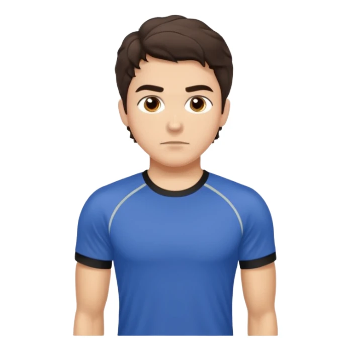 He’s a man with light to medium skin, a defined oval face, full brows, deep-set eyes, and wavy short dark brown tall hair styled with height, sides are trimmed. expression calm and focused relaxed gym training shirt. polished, articulate, and coach vibe. personal development sticker