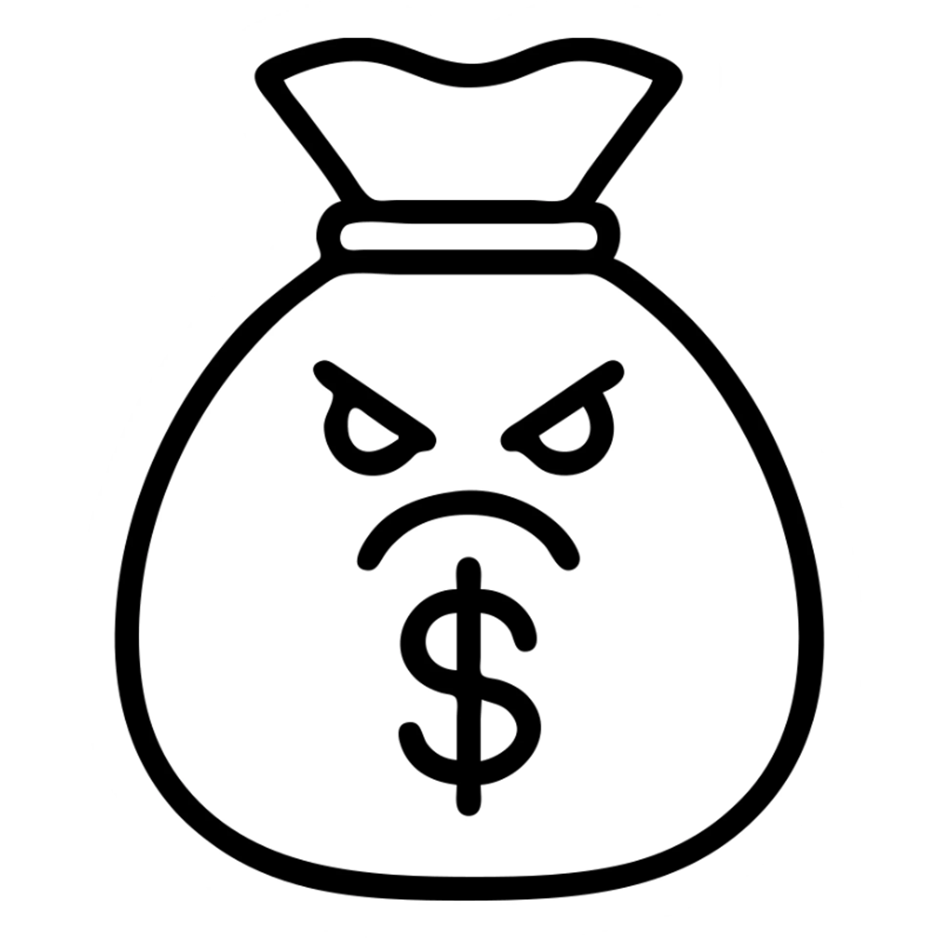 outlined angry bag of money icon sticker
