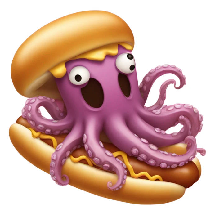 Octopus eating a giant hotdog sticker