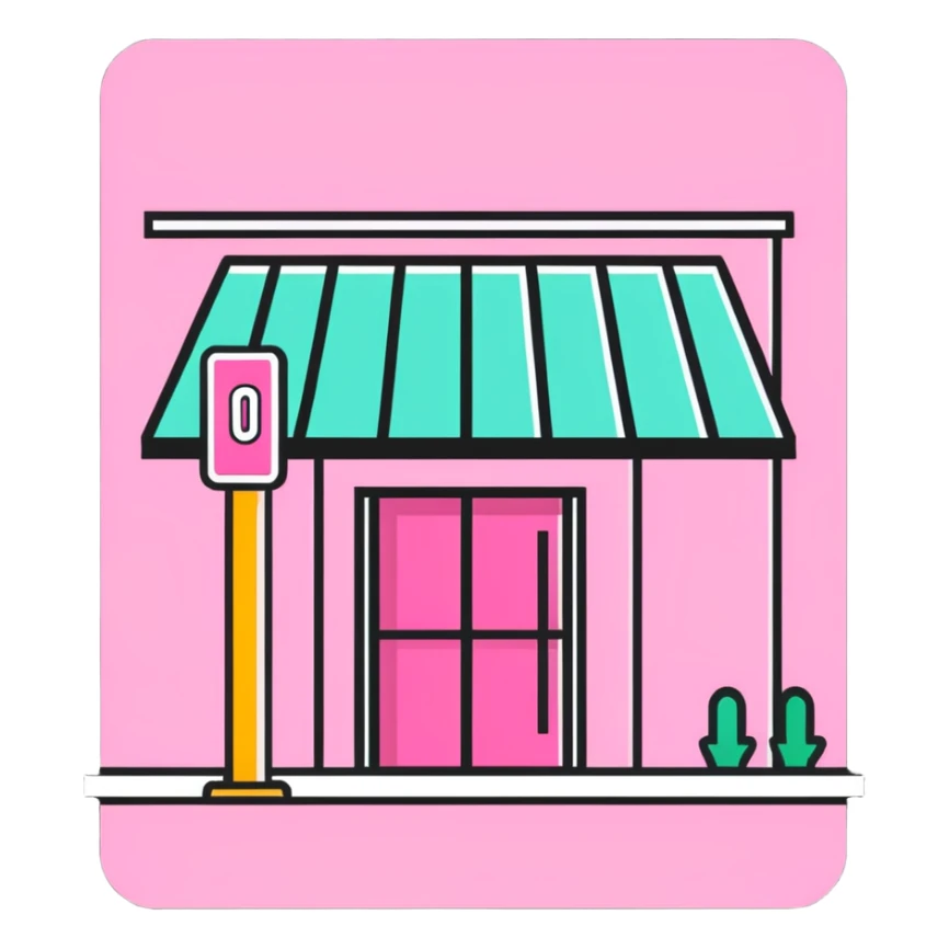 Pink sign that says open sticker