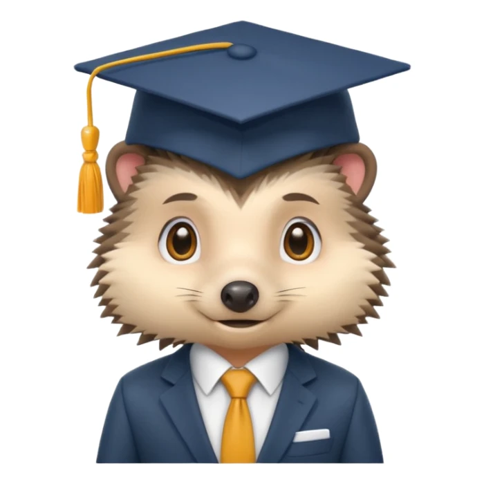 A hedgehog student dressed in a suit and wearing a square academic cap. sticker