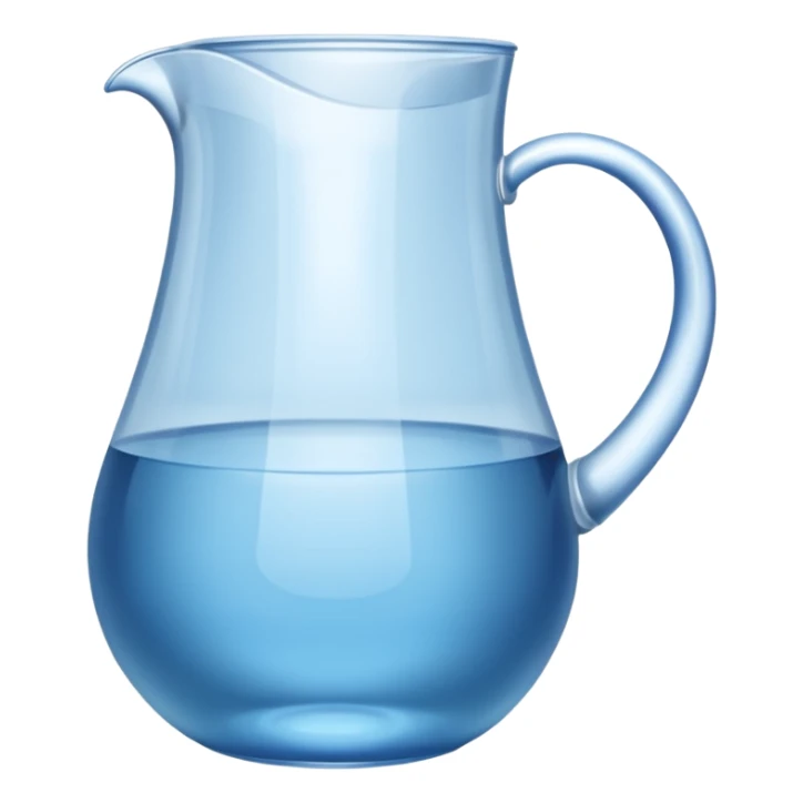 A water pitcher, transparent, slightly blue water, no lid, no droplets, tall. Without a handle and without spout.
 sticker