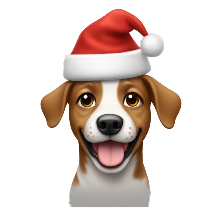 a dog wearing a hat of christmas being happy sticker