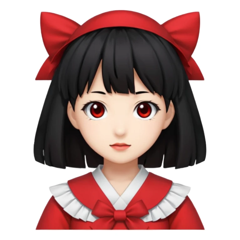 an emoji of reimu hakurei from touhou project looking at the front sticker