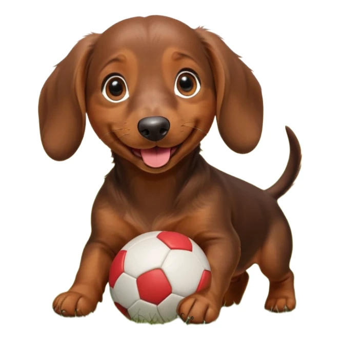 Perrito salchicha marrón sonriendo y jugando, dame varias variantes sticker