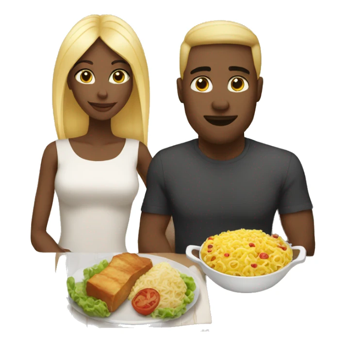 Black wife gives blond husband meal sticker