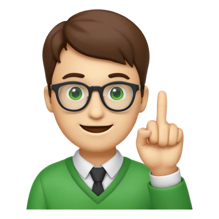 a normal emoji with nerd face and a finger upp with greenscreen sticker