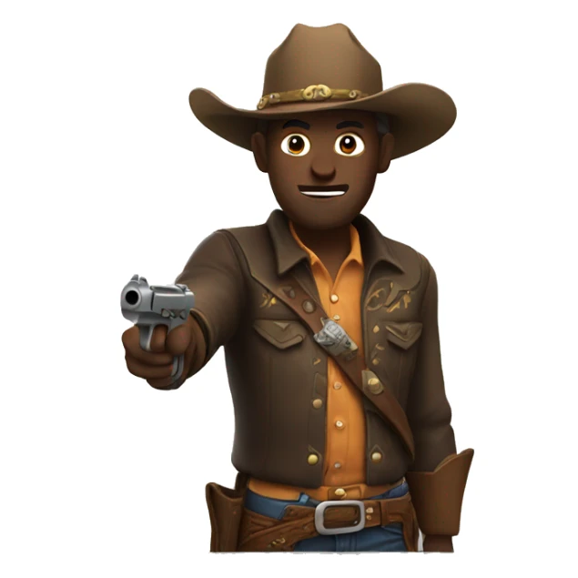 Cowboy holding a pistol aimed at the camera sticker