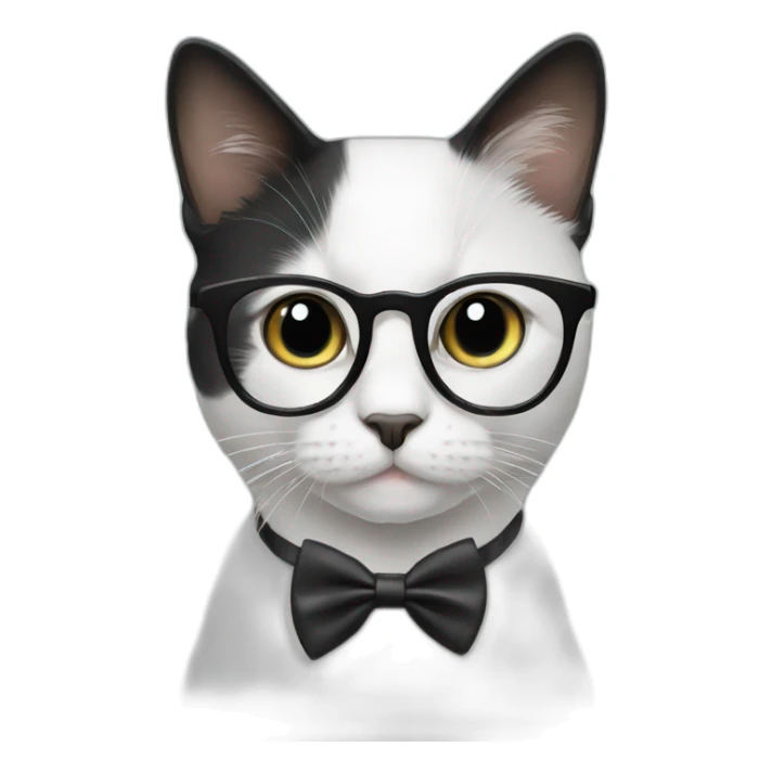 Black and white cat wearing a bow tie and glasses sticker