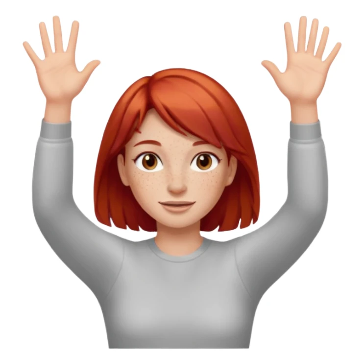 Not guilty hands up smirk girl red hair sticker