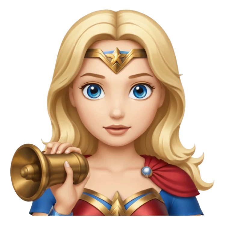 Blonde blue eyes Wonder Woman holding bell  sticker