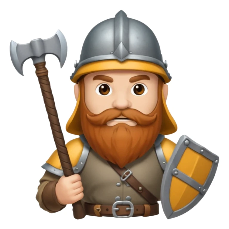 gimli the dwarf, brown beard, gray metal helmet, battle axe sticker