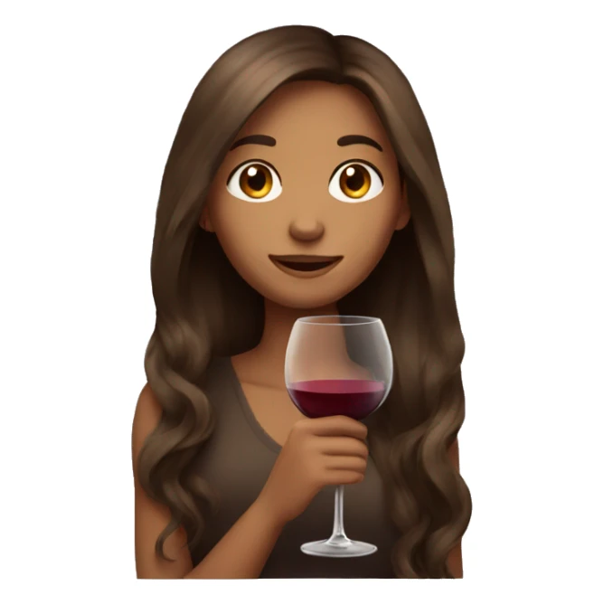 brown long hair girl with wine glas sticker