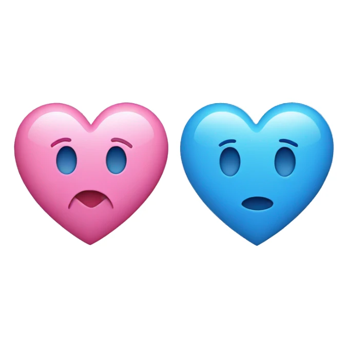 Blue heart and a pink heart sticker