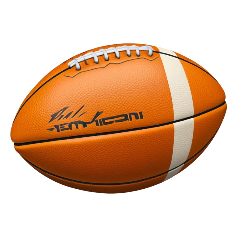 Cinematic Realistic image of an AFL ball with a rugged, textured leather surface and vibrant markings, rendered in rich detail with subtle signs of wear, set against a dynamic sports backdrop under energetic lighting sticker