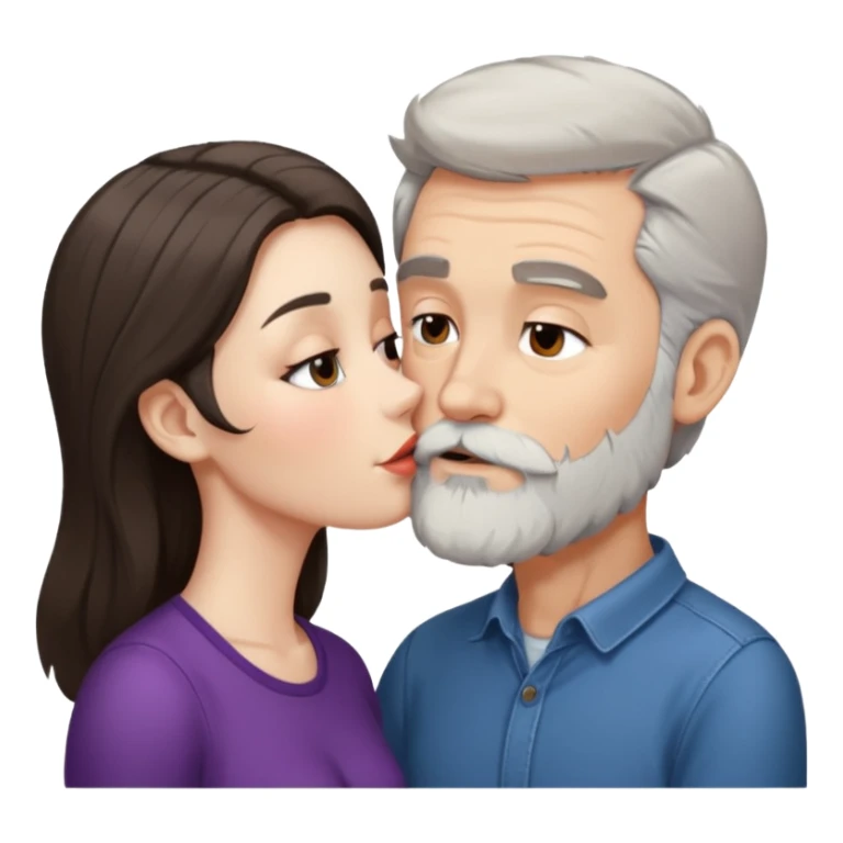 Grey haired bearded man and pretty brunette kissing  sticker