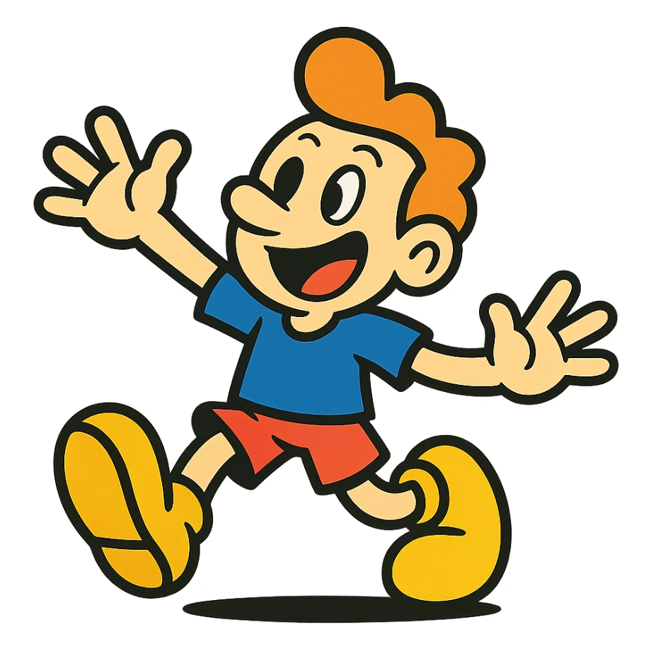 cartoonish character with big feet, playful style sticker