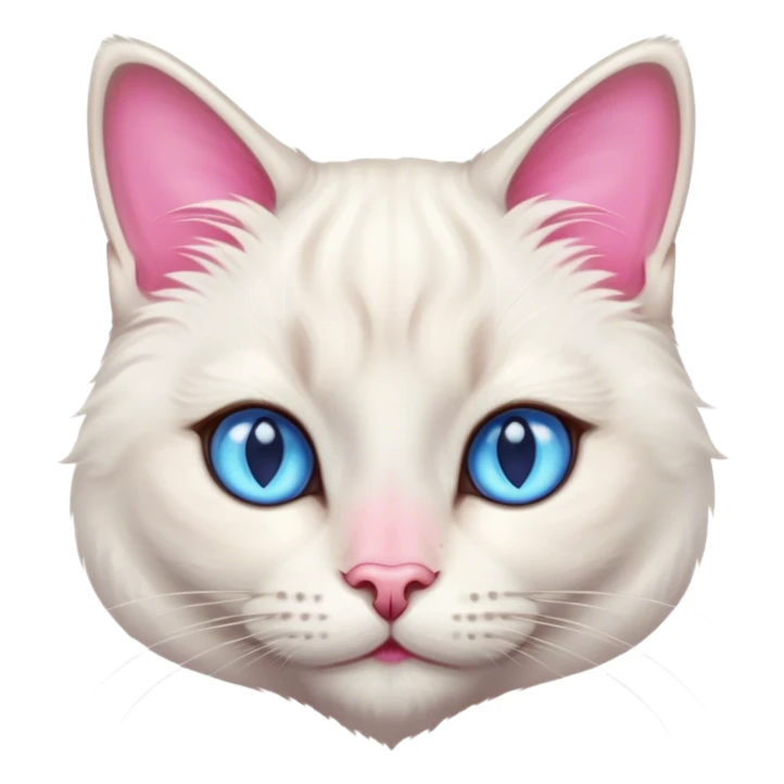 Hairy white female cat with siamese features, pink nose and blue eyes sticker