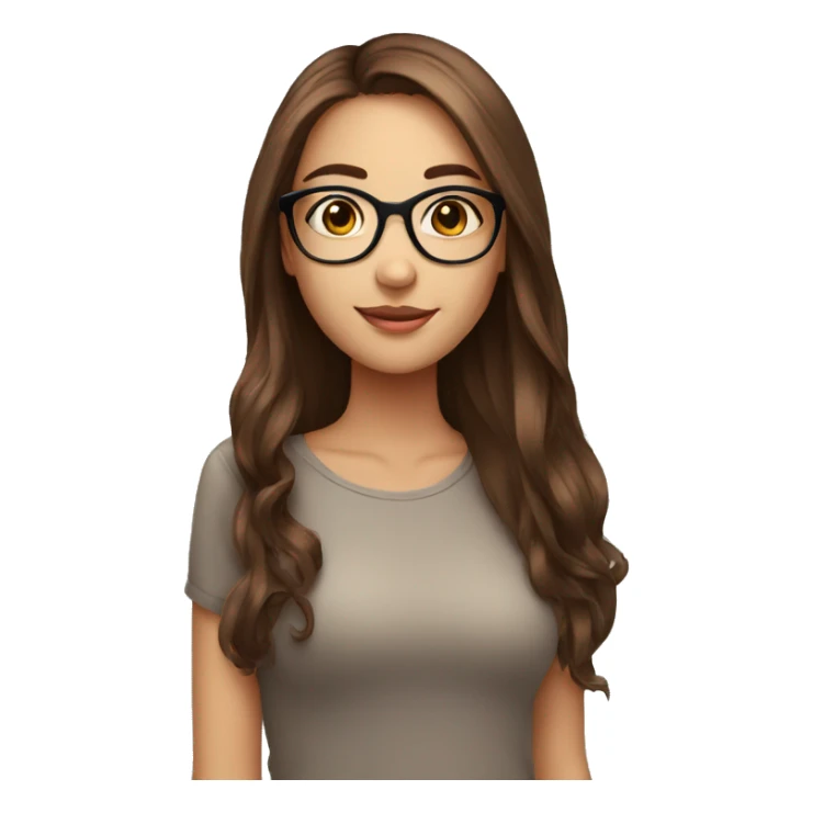 a  so beautiful girl with long and brown hair and with glasses sticker