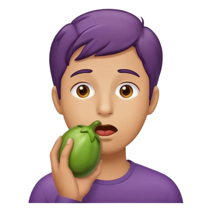 tired face holding an eggplant to its mouth sticker