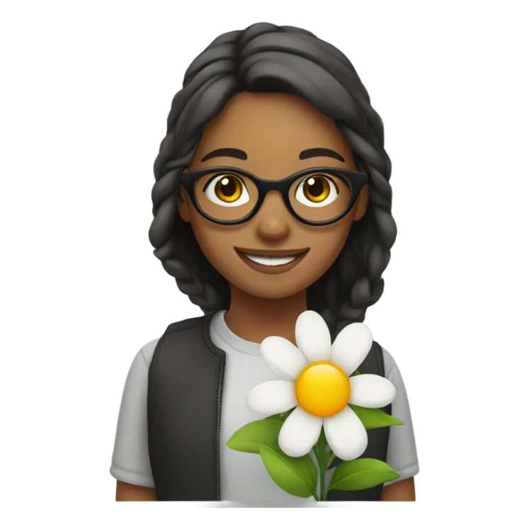 smiling girl with glasses and flower  sticker