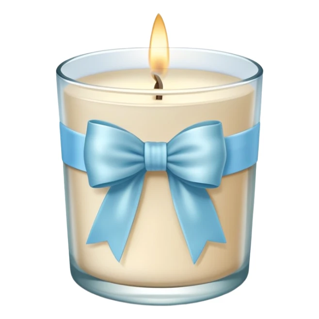 light beige scented candle in glass with a light blue bow





 sticker