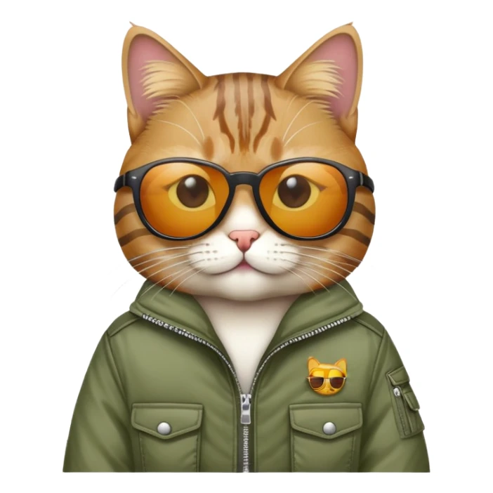 Cat wearing sunglasses and wearing a jacket sticker