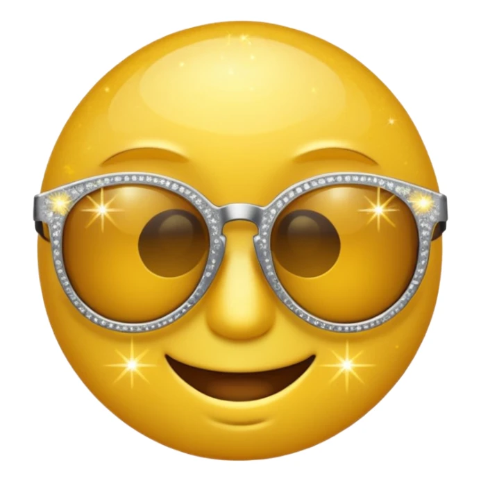 Emoji face with sunglasses with sparkles around  sticker