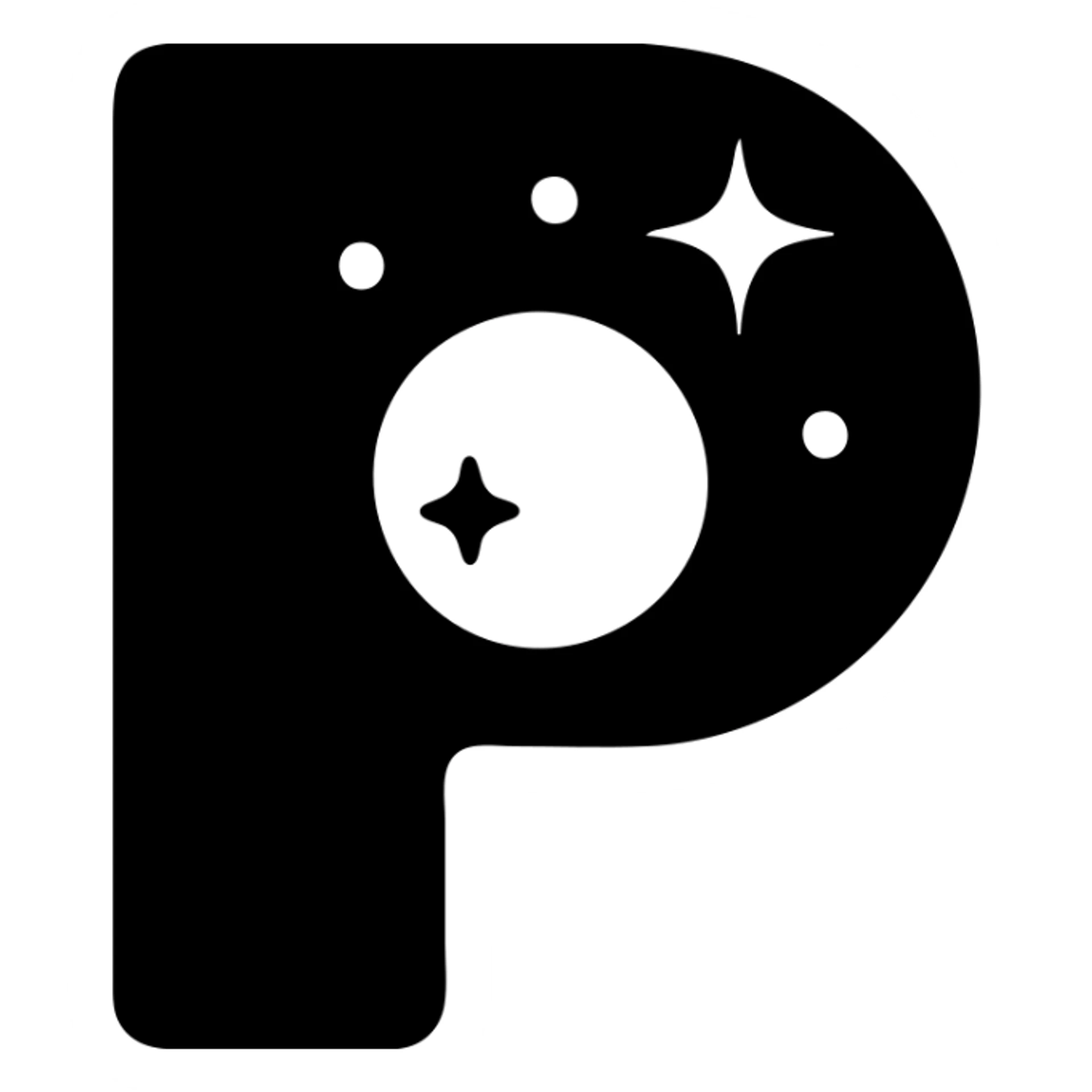 Make a icon with the letter P with a cosmic style sticker