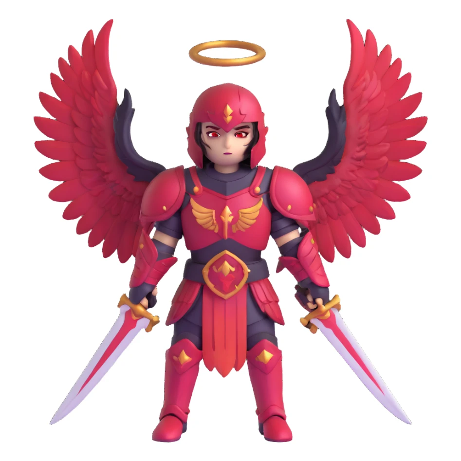 sinister warrior angel with blood-stained armor and crimson wings sticker