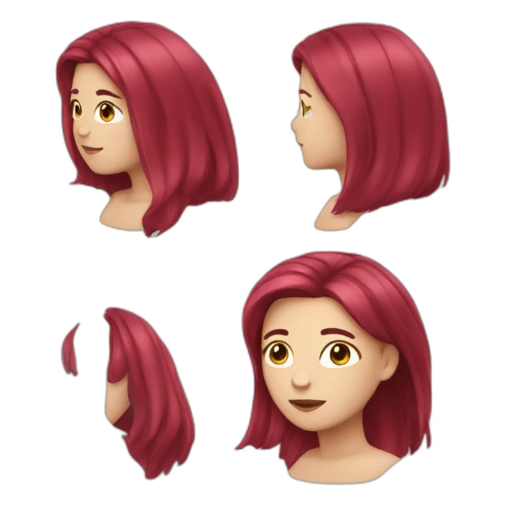 woman with long straight and ruby hair and white skin sticker