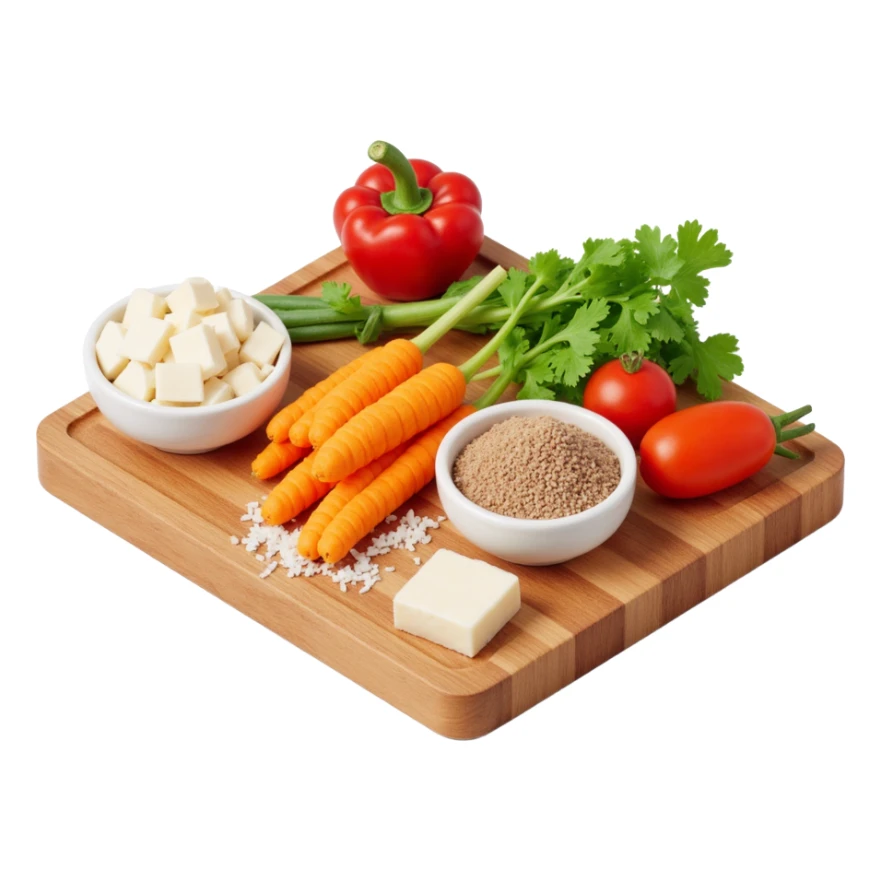 Ingredients on teh wooden cutting board Around a List(without text)  sticker