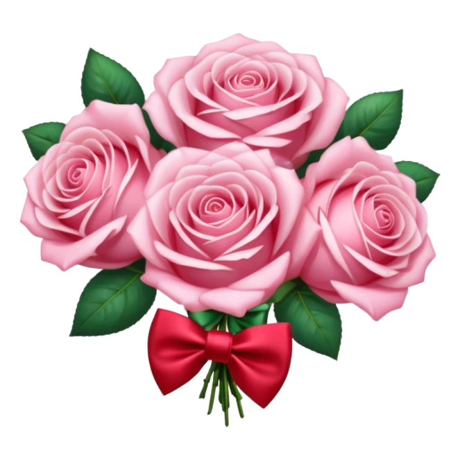 A sparkly romantic beautiful cute pretty aesthetic soft-pink rose bouquet with a red bow tie  sticker