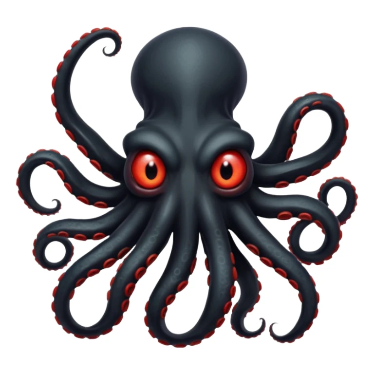 black tentacled creature with a large red eye and clawed tips, not an octopus, tentacles curled inward sticker