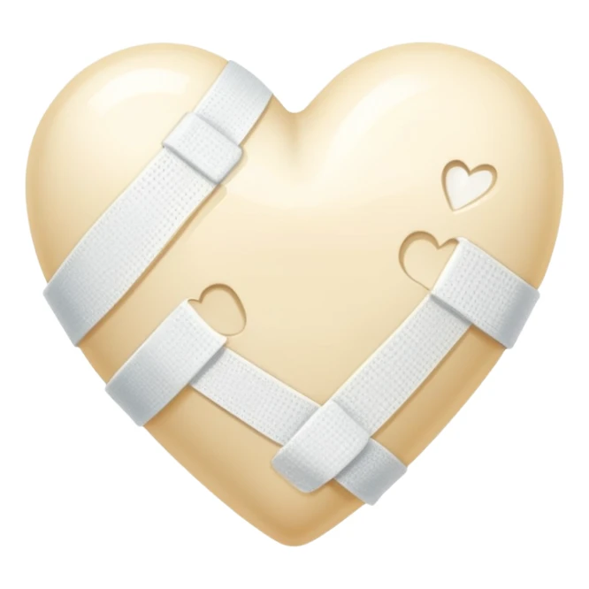 cream broken heart with sparkling white Bandage sticker