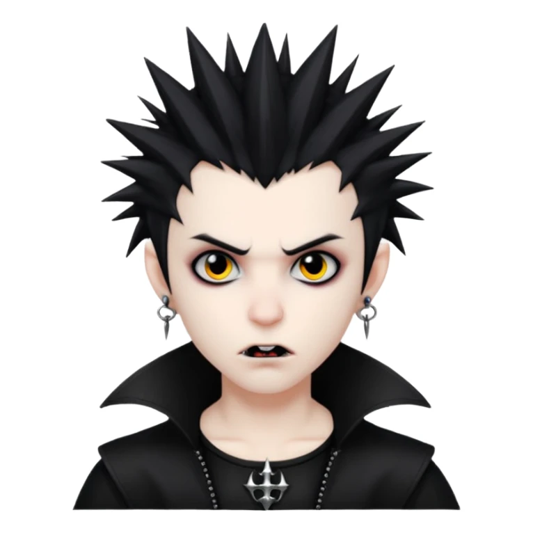 vampire emoji with spiky emo hair with stretched ears gauges sticker