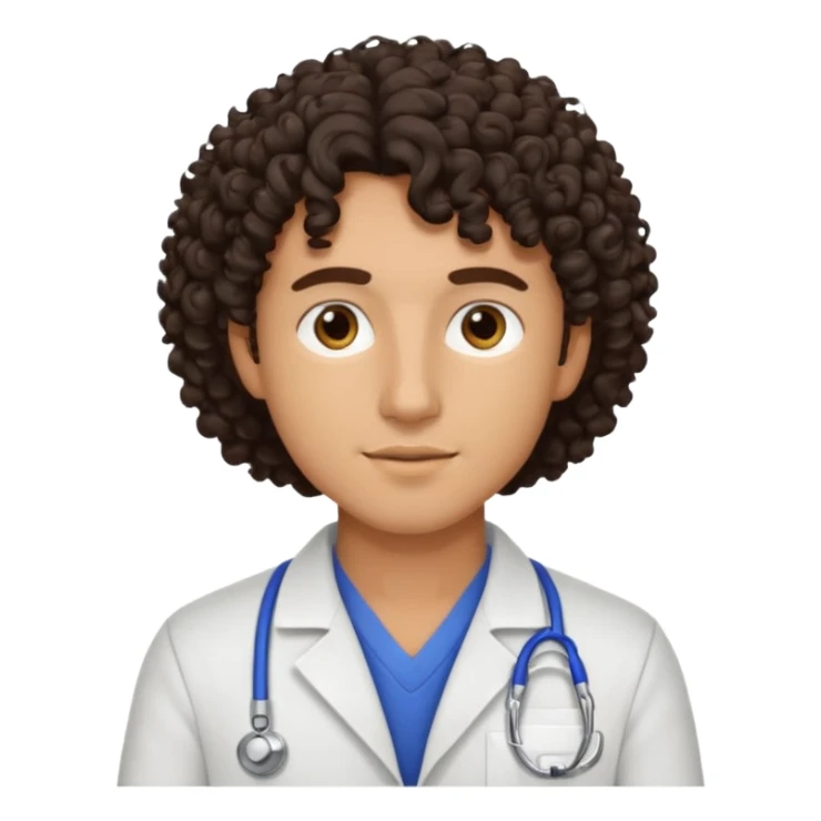 male dark brunette curly hair vet sticker