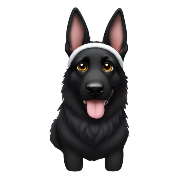 All black German shepherd with bunny ears headband sticker