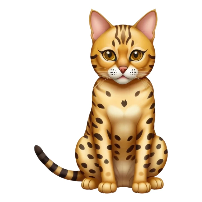 Bengal cat full body sitting with a mask sticker