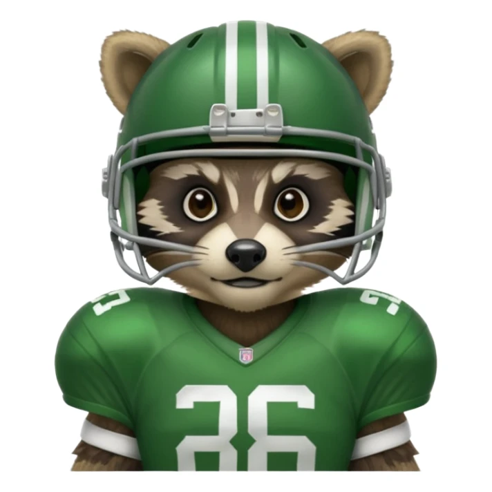 american football player raccoon green sticker