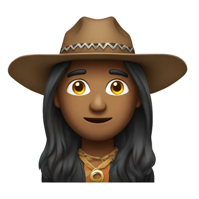 Indian with long hair with cowboy hat sticker