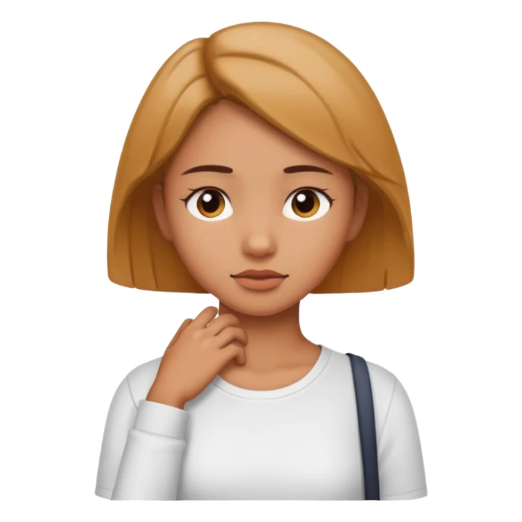 girl with two hands holding her neck across sticker