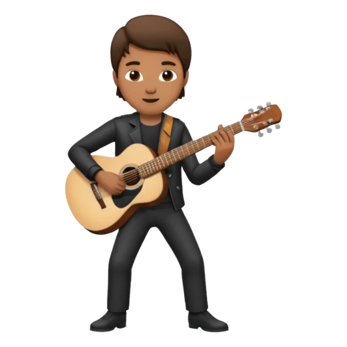 Create a picture of this man, keeping the same exact outfit but with him playing guitar sticker