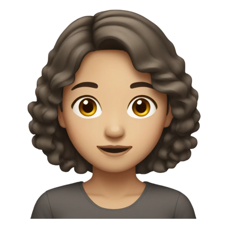 medium wavy long brown hair asian girl sticker