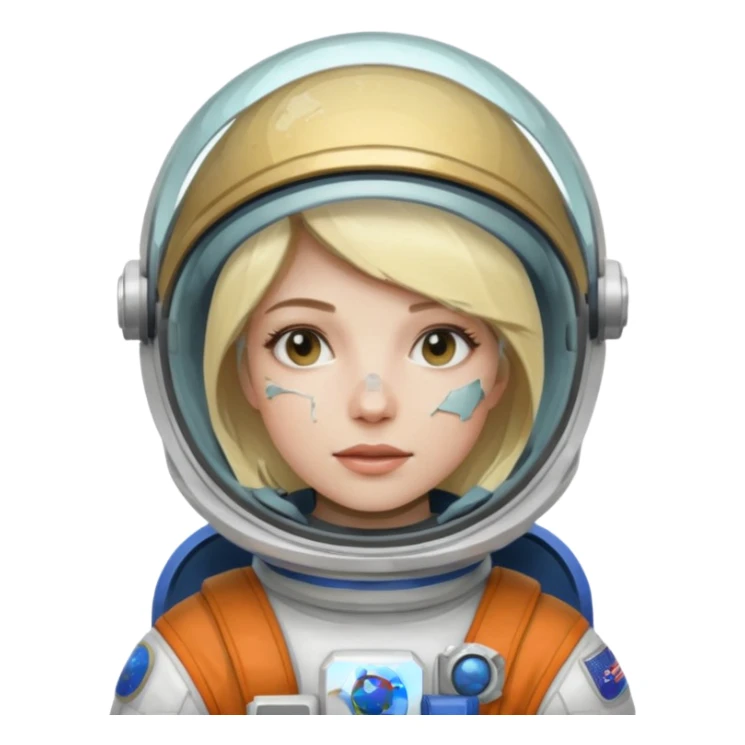 astronaut woman with cracked glass helmet  sticker