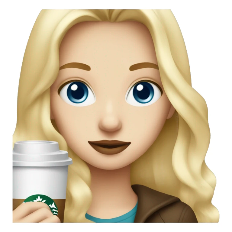 Blond girl with blue eyes drinking Starbucks sticker
