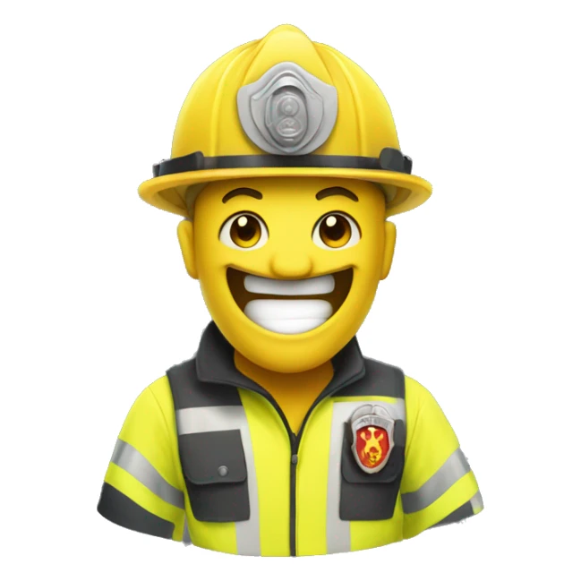A lemon with but in a fireman outfit smiling sticker