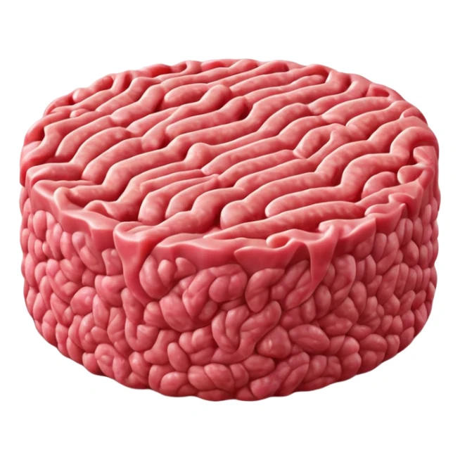 raw ground meat object icon, fresh minced beef, 3D cartoon, mobile game icon style, clean background, soft shadow, no text, no watermark
 sticker